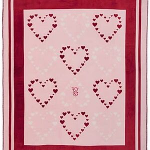 Victoria's Secret Pink and Red Heart Blanket
